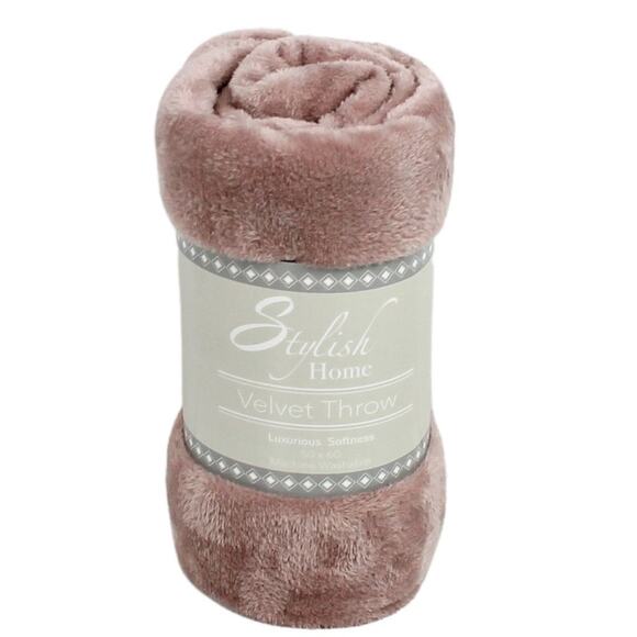 Stylish Home Velvet Throw Plush Lightweight Throw 50"X 60" Mauve Blush - Picture 1 of 4